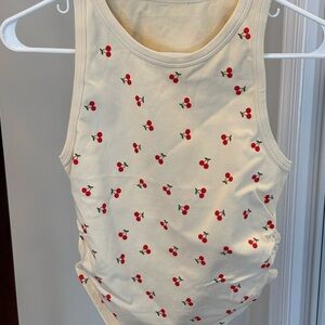 Cherry Print Cream Tank Top